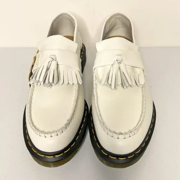 NEW Dr Martens Adrian YS White Leather Kiltie Loafer - Picture 2 of 8